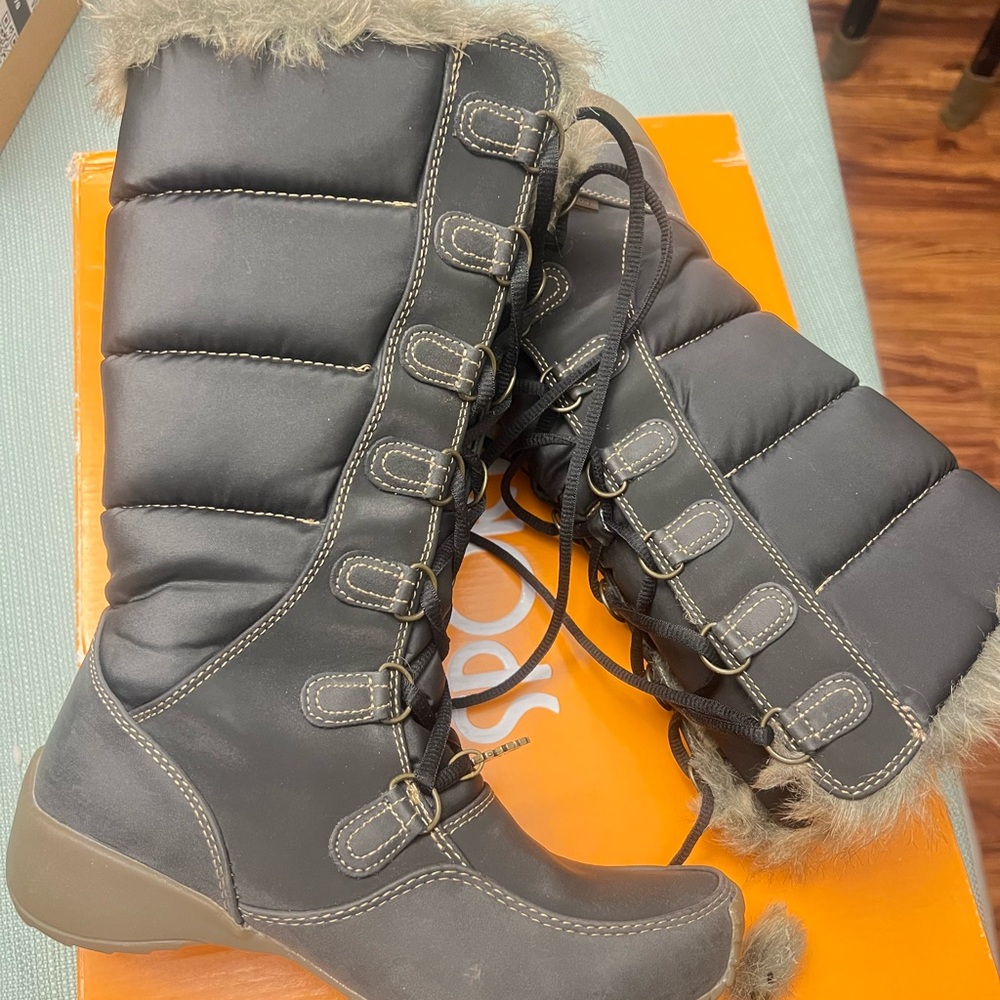 Sporto Black Winter Boots with Fur Trim